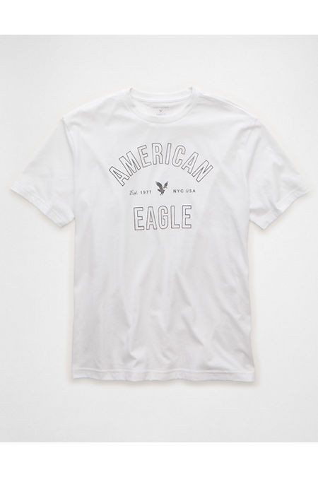 AE Lightweight Icon Logo Graphic T-Shirt Men's White XL Tall | American Eagle Outfitters (US & CA)