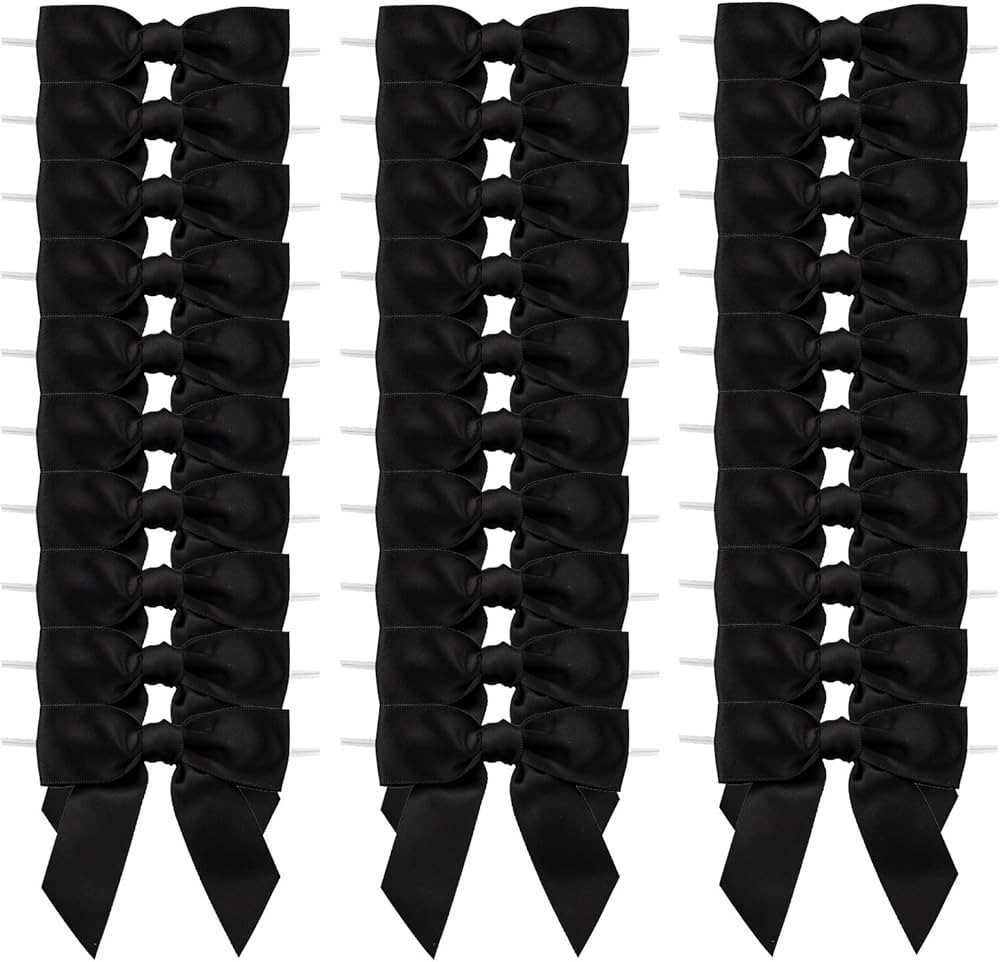 7Rainbows 30pcs Boutique 2.5" Black Satin Ribbon Twist Tie Bows for Tying Up Packages Gift Wrappi... | Amazon (US)