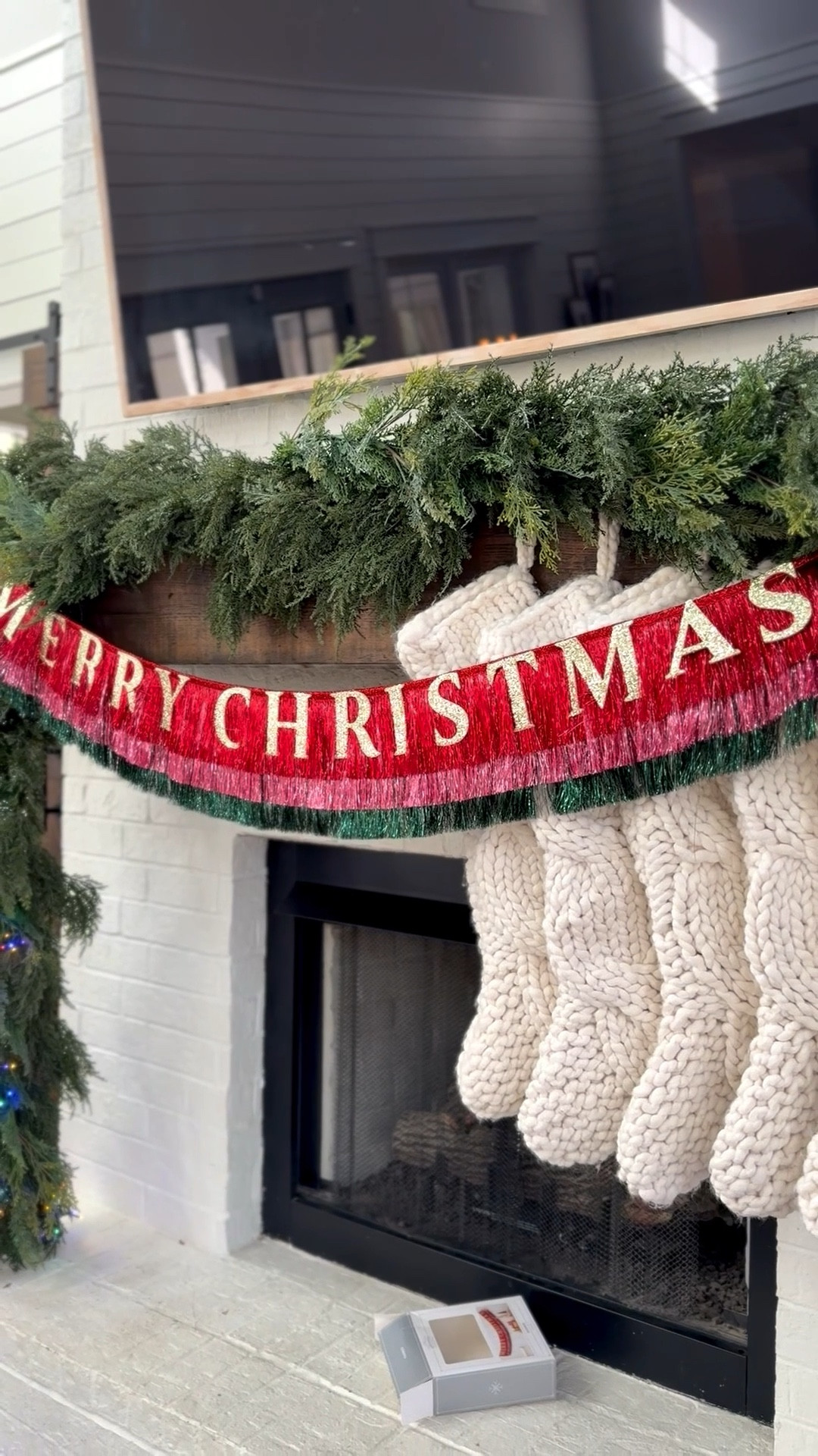 I’m obsessed with this merry Christmas tinsel garland I found at target! It makes such a statement, but do we think it’s too big for the mantle? I’ve gotta figure out how to make it work with our stockings because the colors are perfect for my big colorful, 90s nostalgic Christmas! Also linking my stockings and garland for you.

#LTKSeasonal #LTKHome #LTKHoliday