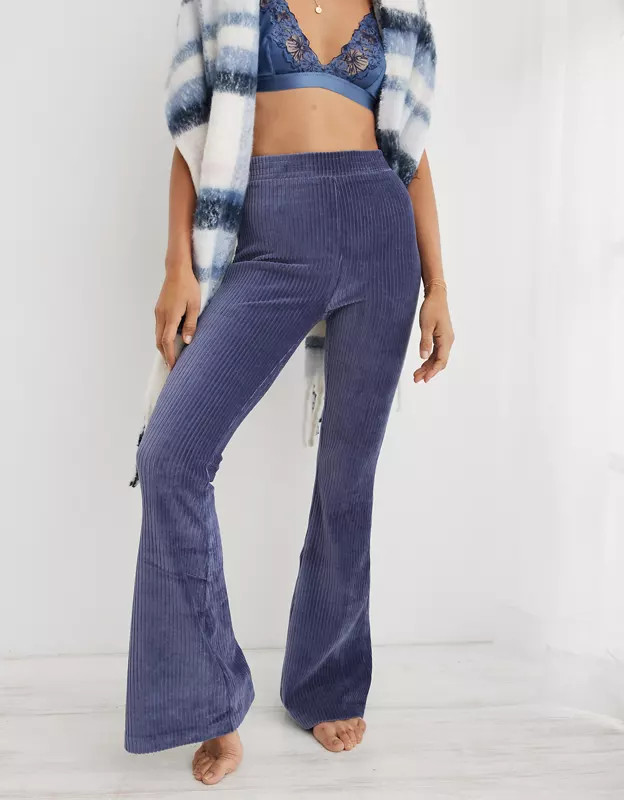 Aerie Groove-On Velour High Waisted Flare Pant | American Eagle Outfitters (US & CA)