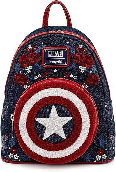 Loungefly Capt America 80th Anniversary Sheild Mini Backpack Blue-Red | Amazon (US)