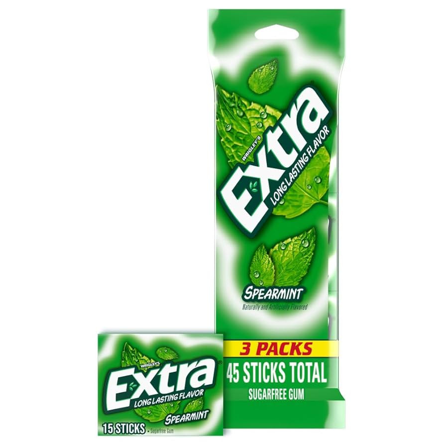 EXTRA Spearmint Sugar Free Chewing Gum, Bulk Pack – 3 Packs (45 Pieces Total), Long-Lasting Fla... | Amazon (US)