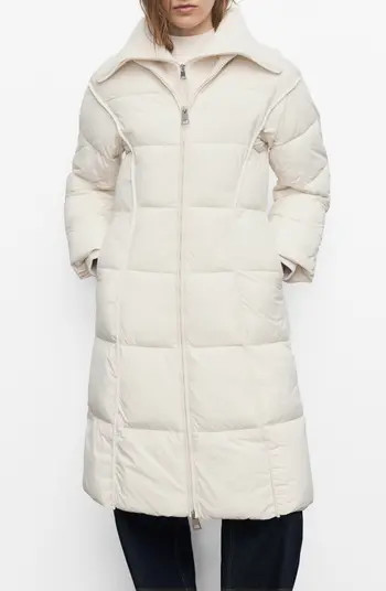 MANGO Quilted Puffer Coat with Rib Insert | Nordstrom | Nordstrom