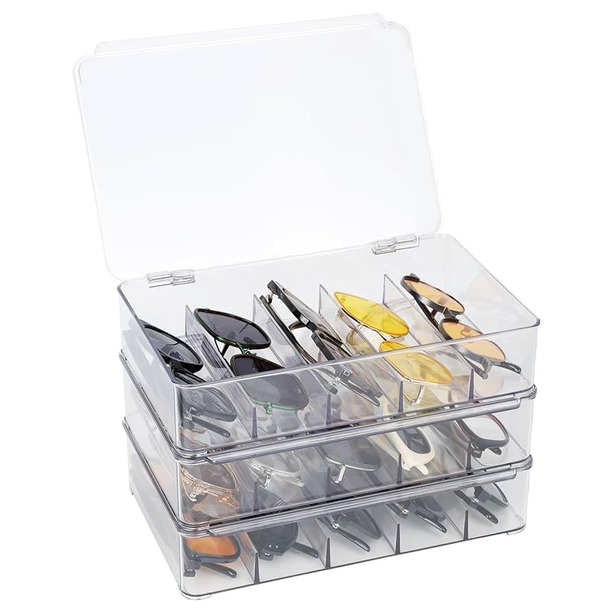 FORUP Sunglasses Organizer, Plastic Stackable Eyeglass Case Storage Organizer, Sunglass Glasses S... | Amazon (US)