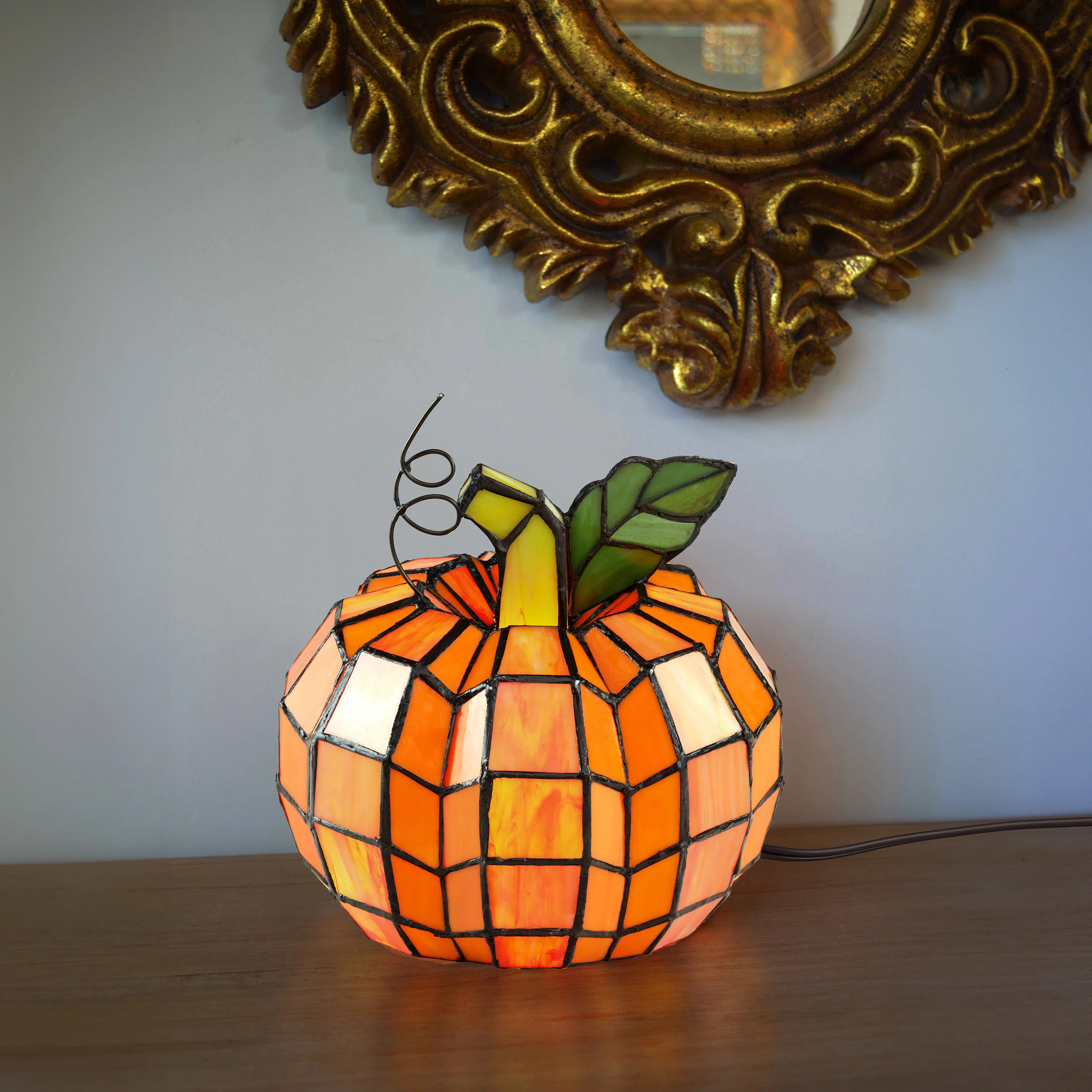 Crew Park Patch the Pumpkin 9"H Stained Glass Accent Light | Wayfair North America