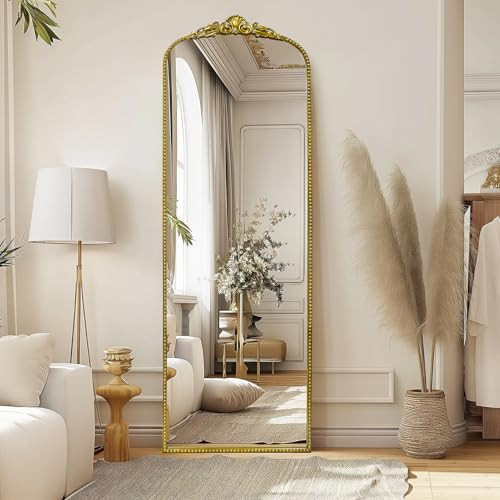 G-LEAF Vintage Full Mirror 22"X65", Victorian Antique Baroque Mirror with Brush Gold Ornate Metal Frame for Fireplace Entryway Living Room Hallway Bathroom | Amazon (US)