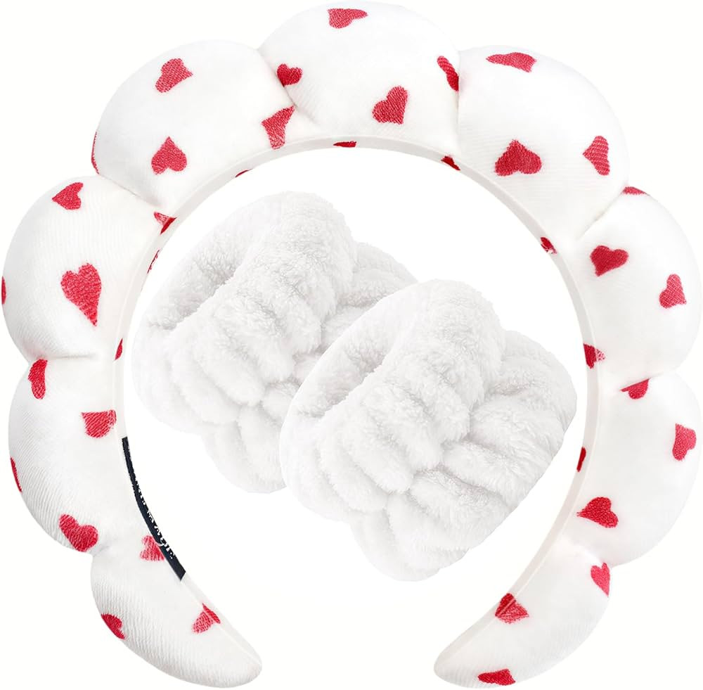 Zkptops Spa Headband for Washing Face Wristband Set Sponge Makeup Skincare Velvet Fabric Bubble S... | Amazon (US)