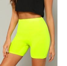 Neon Yellow Solid Legging Shorts | SHEIN