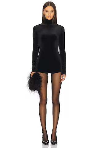 Victoria Velvet Romper in Black | Revolve Clothing (Global)