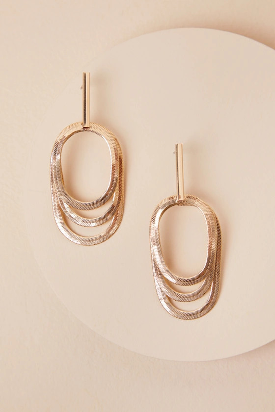 Staas Gold Snake Chain Layered Drop Earrings | Lulus