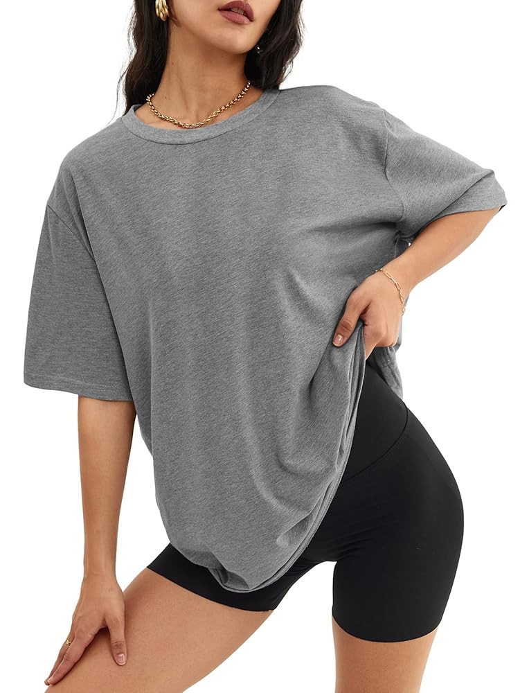 ATHMILE Womens Oversized T Shirts Loose Fit Crewneck Short Sleeve Tops Summer Casual Blouse Y2K 2... | Amazon (US)