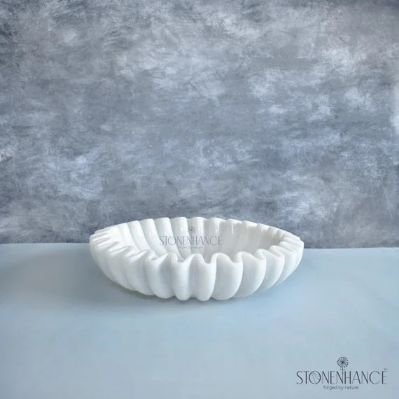 Ruffle Bowl, Handcrafted Marble Bowl, Decorative Marble Bowl, Flower Bowl, Fruit Bowl, Home Déco... | Etsy (US)