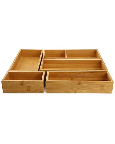 5pc Bamboo Storage & Organization Trays | Gilt & Gilt City