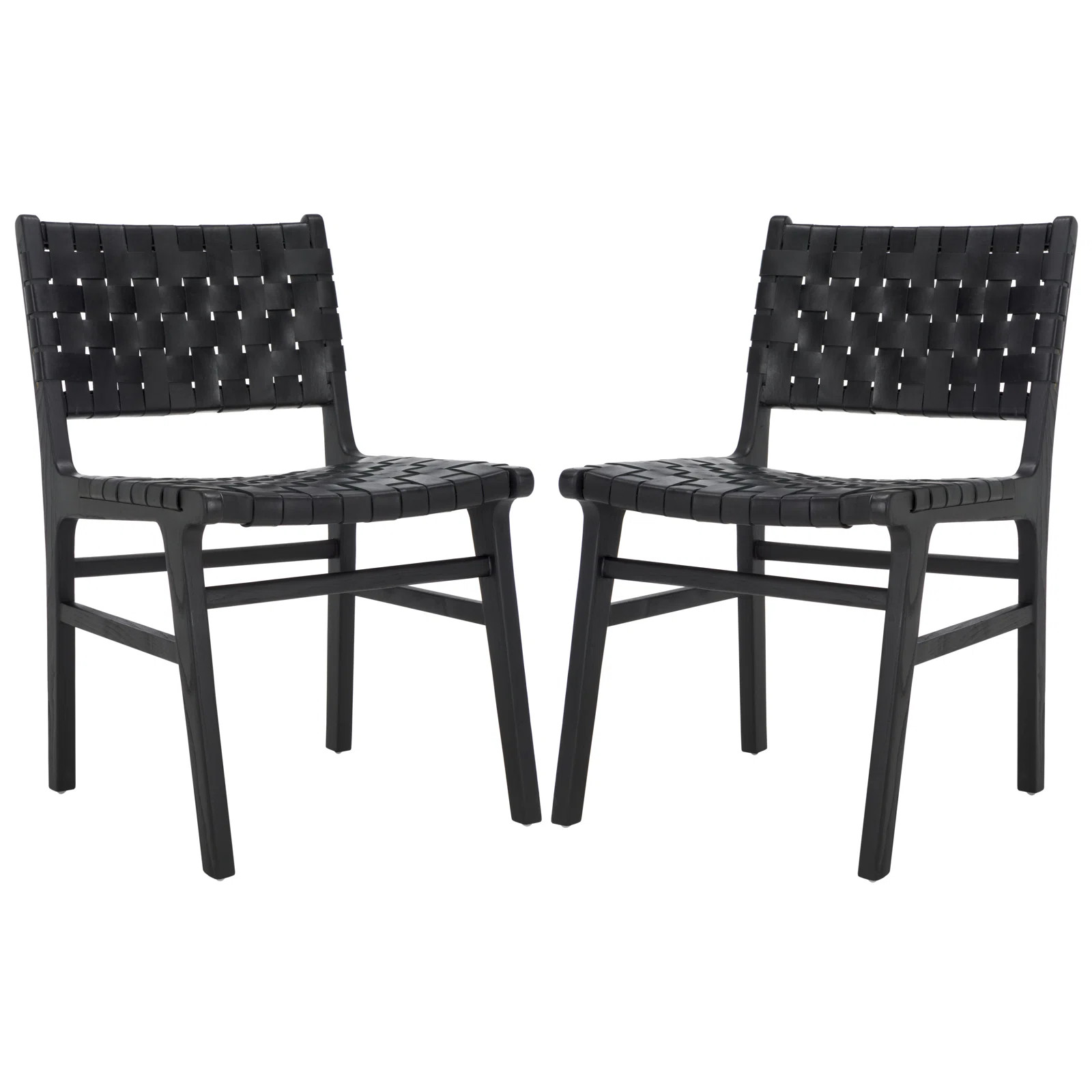 Alston Woven Leather & Solid Wood Dining Chair (Set of 2) | Wayfair North America