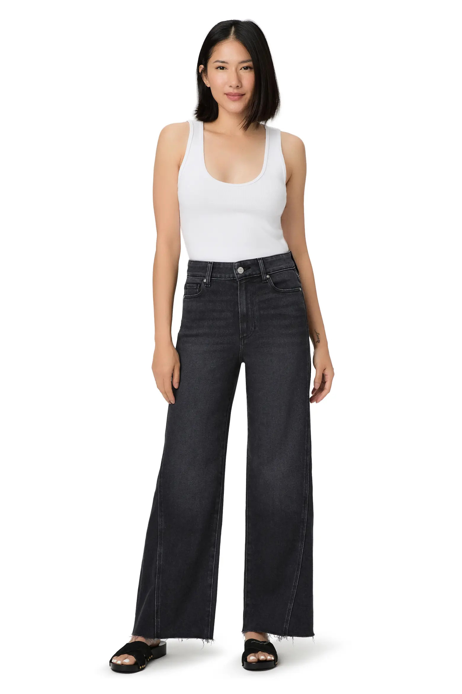 PAIGE Anessa High Waist Raw Hem Wide Leg Jeans (Women) | Nordstrom | Nordstrom