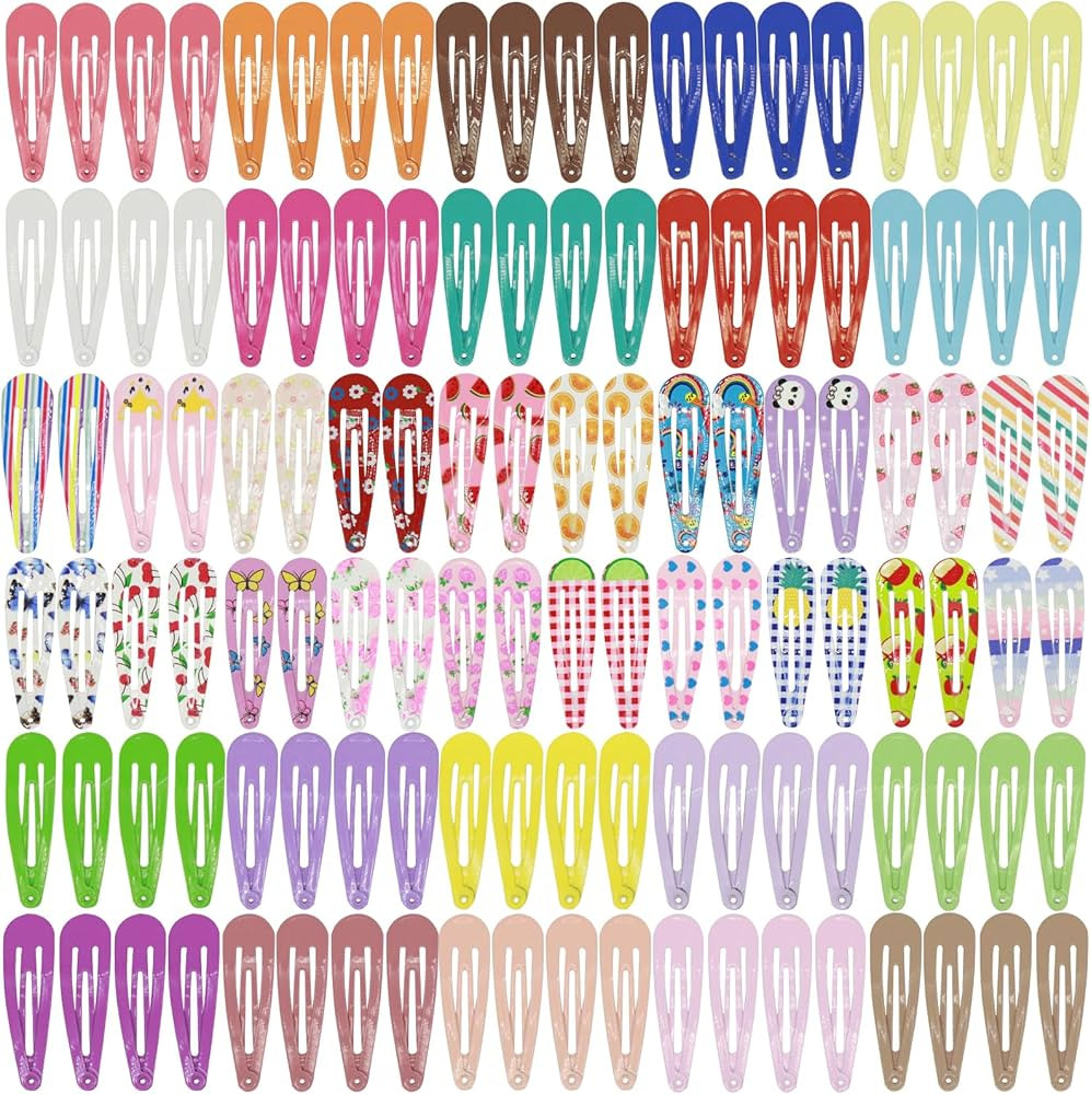 120PCS snap hair clips,2 inch hair barrettes for toddler girls,no-slip colorful metal snap hair c... | Amazon (US)
