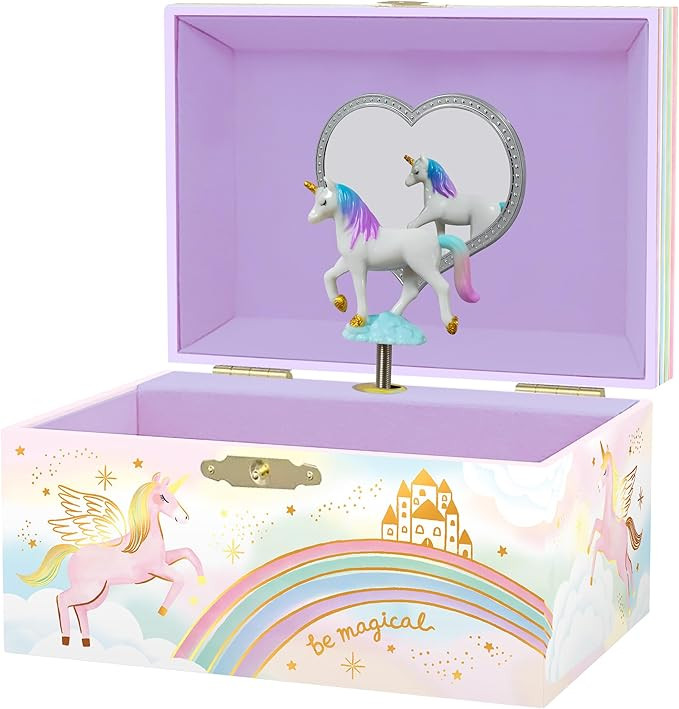 Giggle & Honey Musical Unicorn Jewelry Box for Girls - Kids Jewelry Box with Spinning Unicorn, Un... | Amazon (US)