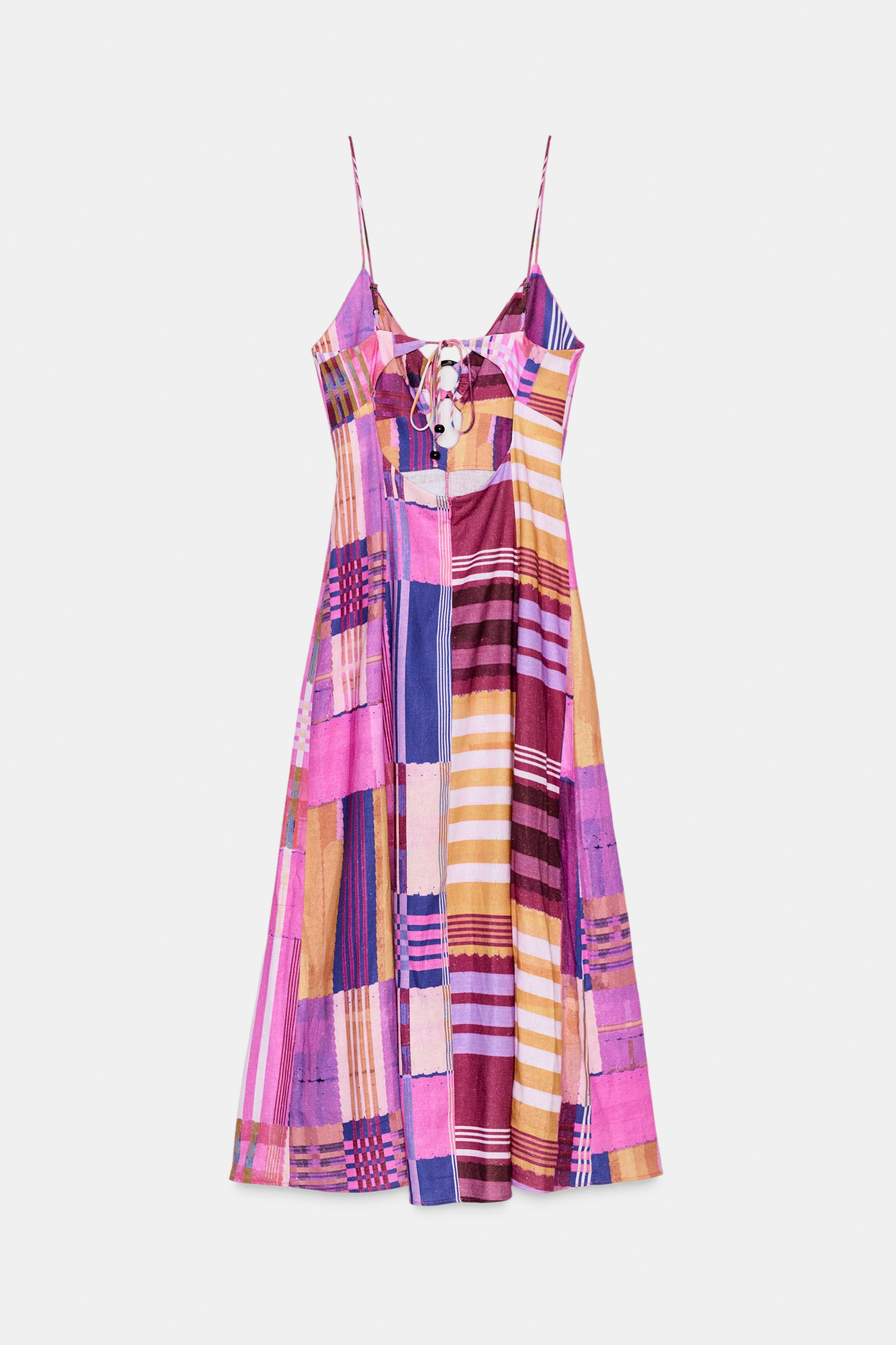 PRINTED LINEN BLEND DRESS | Zara AU