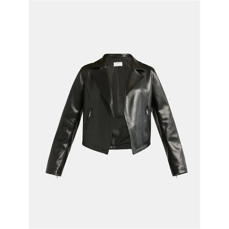 Sofia Jeans Women's Faux Leather Stitch Moto Jacket, Sizes XS-XXL - Walmart.com | Walmart (US)