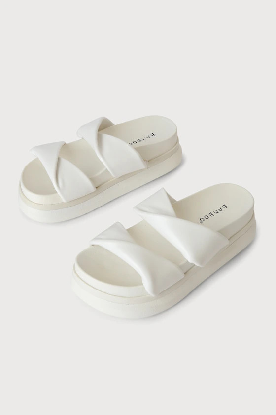Jazlyn White Flatform Slide Sandals | Lulus (US)