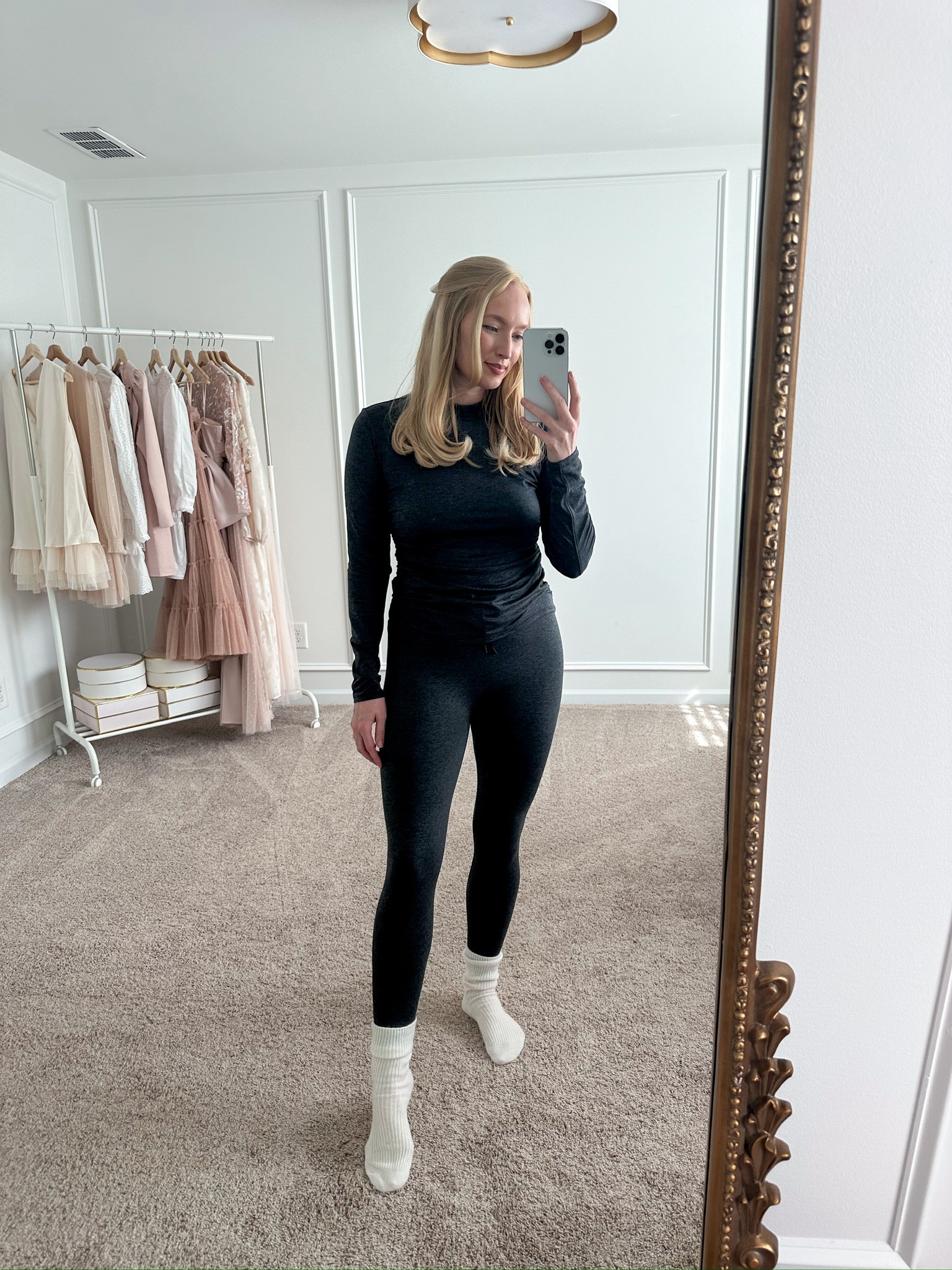 Pairing Spanx’s new SoftStretch moc-neck top with another color option in the high rise leggings! These leggings provide such good compression and smoothing! Wearing size medium in the top and leggings. Use my code  AMANDAJOHNXSPANX for 15% off! Athleisure // loungewear // everyday wear // travel outfits // casual outfits // Spanx 

#LTKActive #LTKTravel #LTKSeasonal