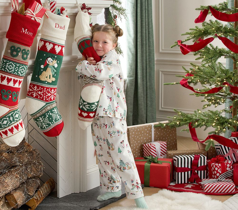 Disney Mickey Mouse and Friends Holiday Flannel Kid Pajama Set | Pottery Barn Kids