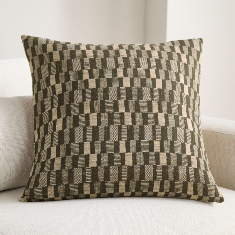 Aldsworth Cotton Silk Blend 23"x23" Burnt Green Throw Pillow Cover | Crate & Barrel