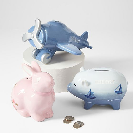 Hand Painted Ceramic Coin Bank | Mark and Graham