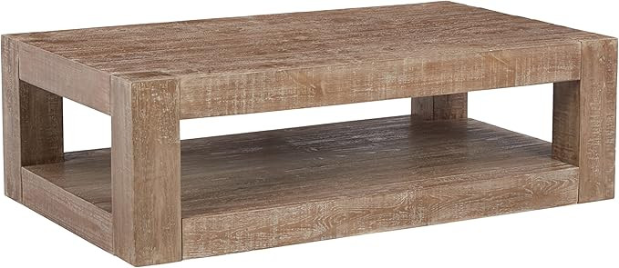 Signature Design by Ashley Waltleigh Rectangular Cocktail Table, 56"W x 32"D x 17"H, Distressed B... | Amazon (US)
