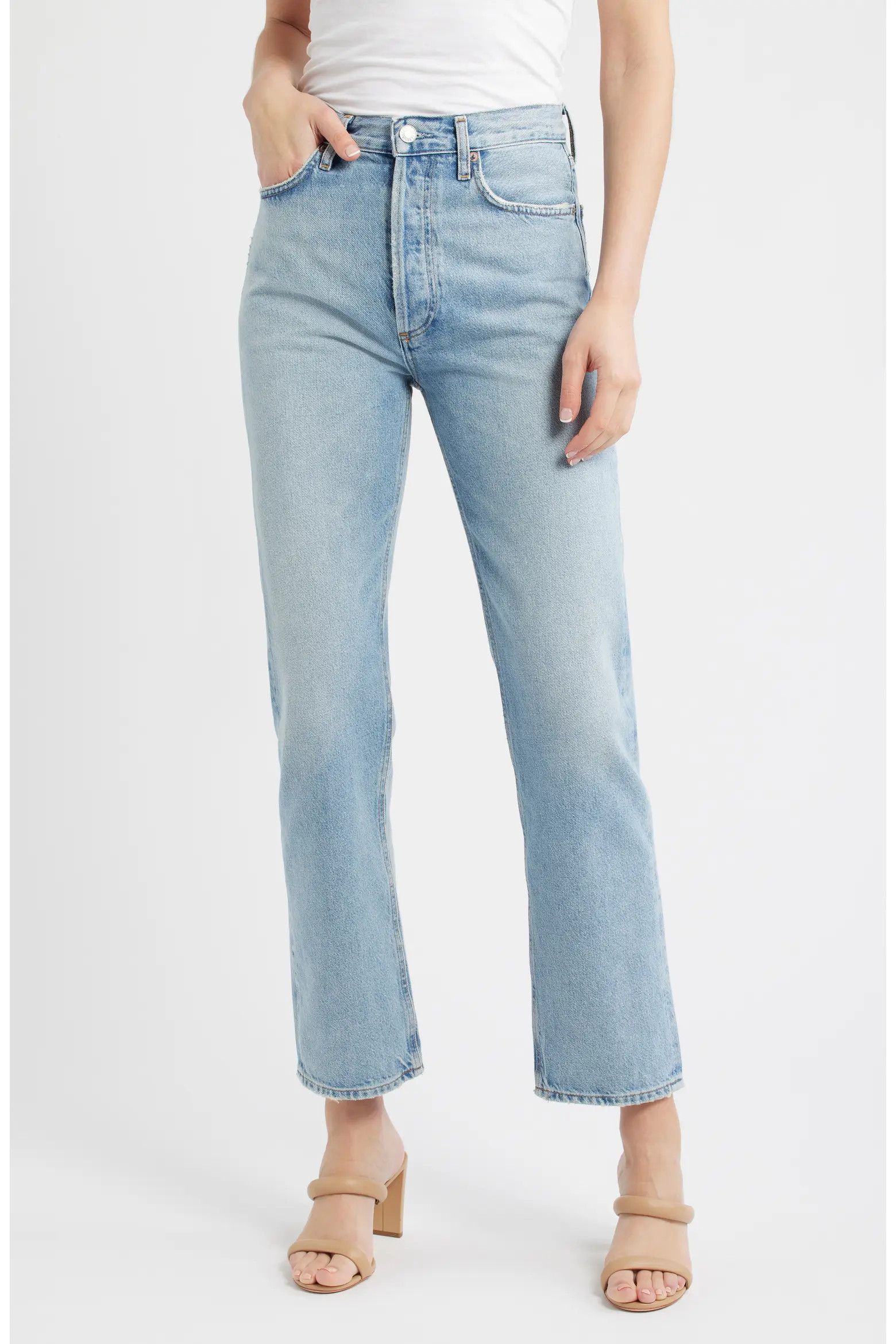 '90s Pinch Waist High Waist Straight Leg Jeans (Women) | Nordstrom | Nordstrom