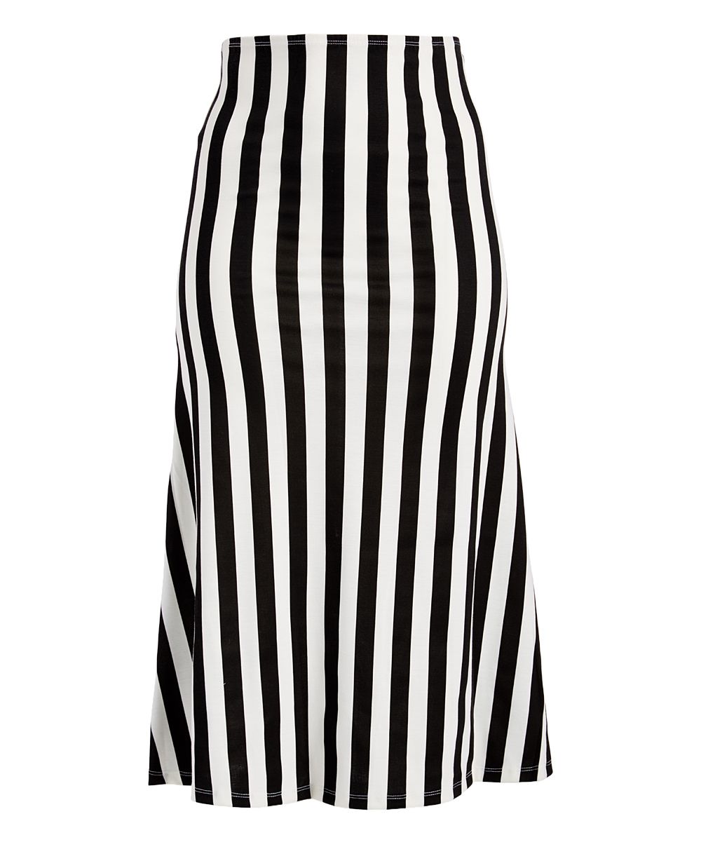 Poliana Plus Women's Maxi Skirts BLK/WHITE - Black & White Vertical Stripe Maxi Skirt | Zulily