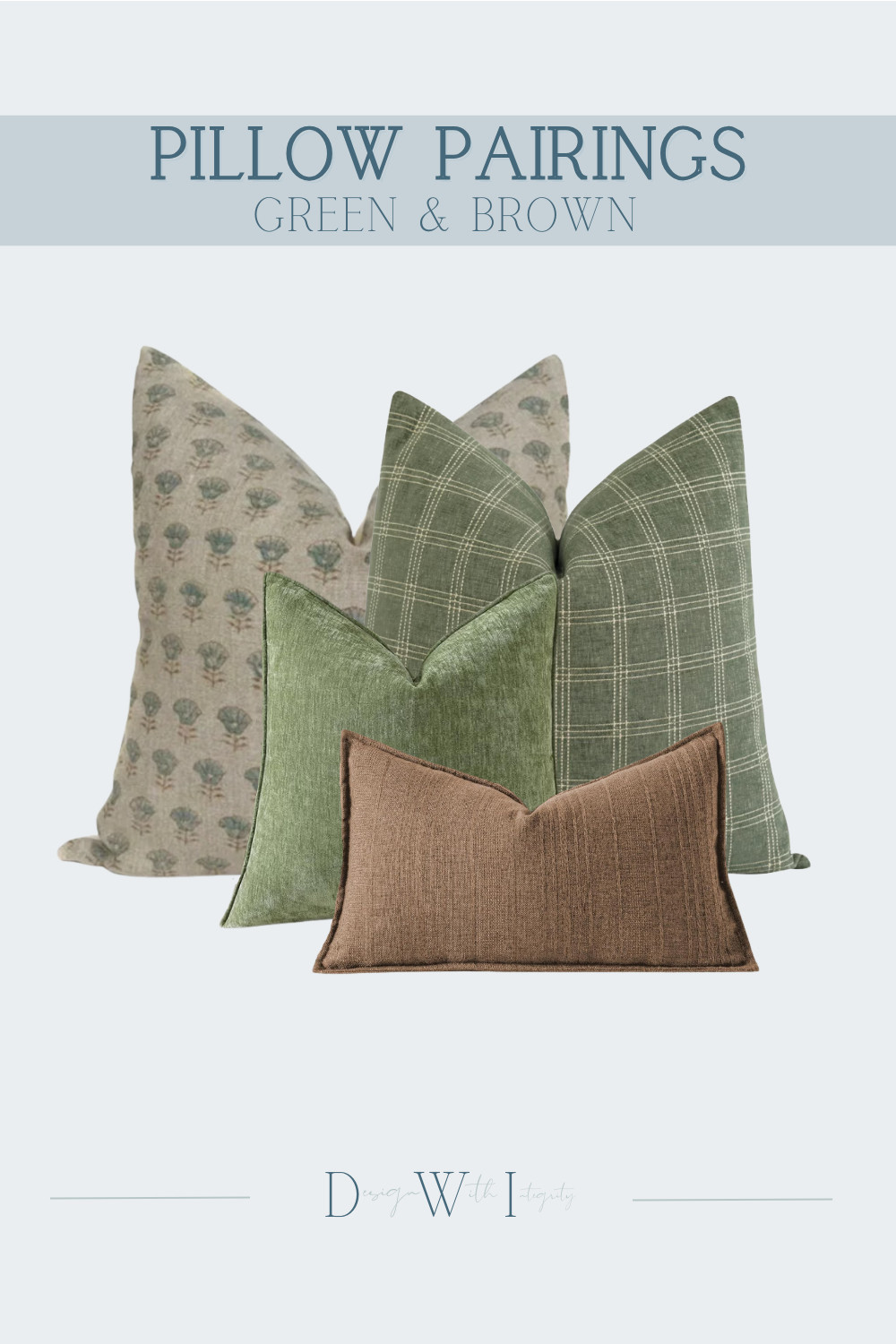 This pillow pairing blends earthy greens with warm brown tones to create a palette that feels grounded, layered, and inviting. The soft botanical print introduces an organic element and gentle movement, while the structured plaid adds a tailored, classic foundation. A rich velvet in sage brings depth and subtle sheen, and the warm brown lumbar anchors the entire arrangement with contrast and warmth.

What makes this combination work is the balance of pattern and texture. The mix of organic and structured patterns keeps the look visually interesting, while the combination of linen, woven, and velvet fabrics adds dimension without overwhelming the palette. The tonal layering of greens paired with warm neutrals creates a cohesive and elevated composition.

This pairing works beautifully in transitional, modern farmhouse, and nature inspired interiors where layered textiles bring warmth and depth to the space.

Tap the link to shop this curated pillow pairing and recreate the look in your own home.

#PillowPairings #GreenAndBrownDecor #LayeredInteriors #InteriorStyling #TexturedHomeDecor 

 #LTKHome