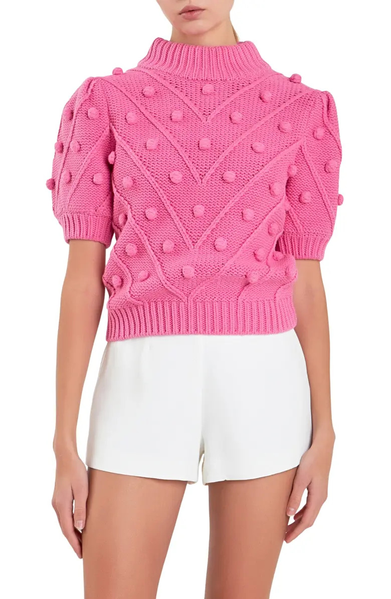 Pompom Puff Sleeve Sweater | Nordstrom