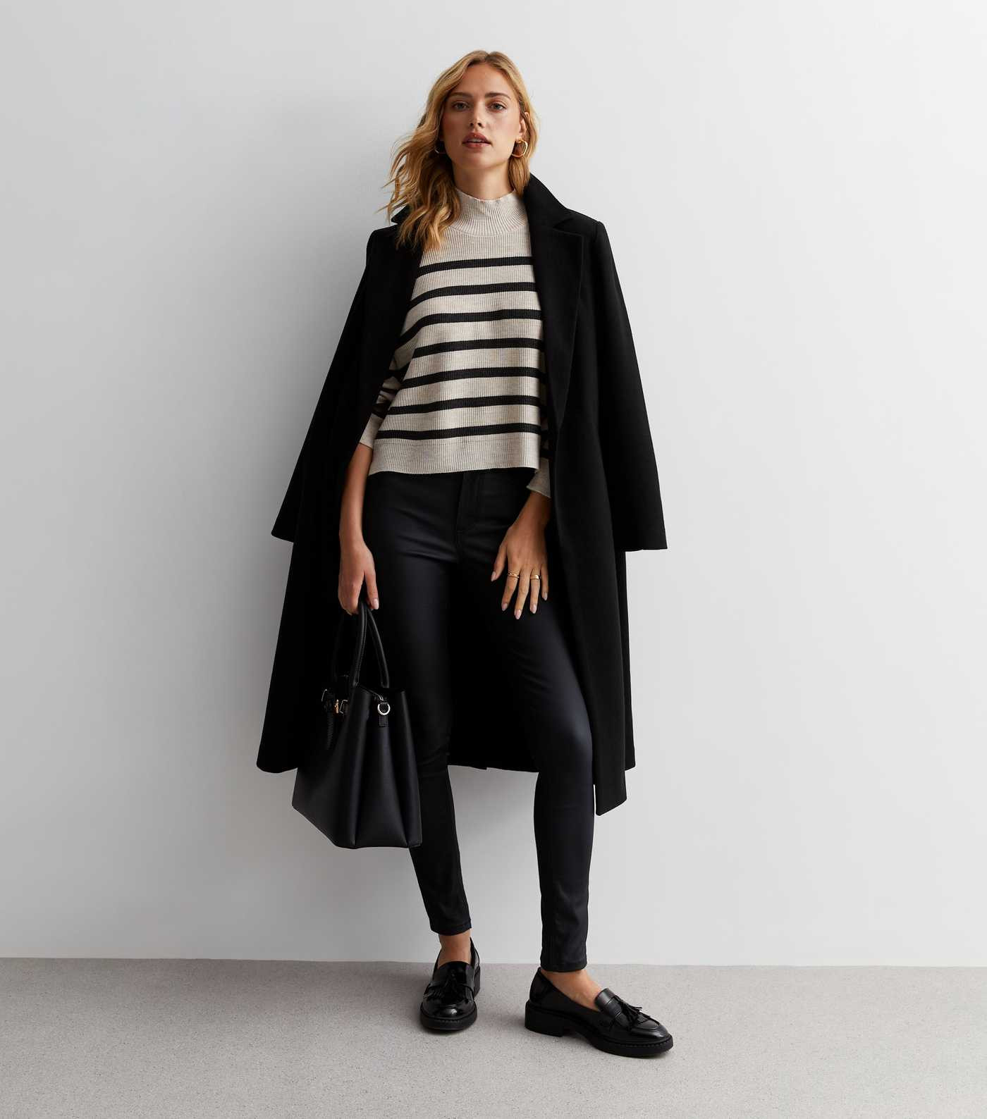 Off White Stripe Knit High Neck Jumper | New Look | New Look (UK)
