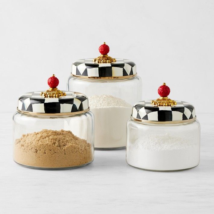 Mackenzie Childs Courtly Check Glass Canister | Williams-Sonoma