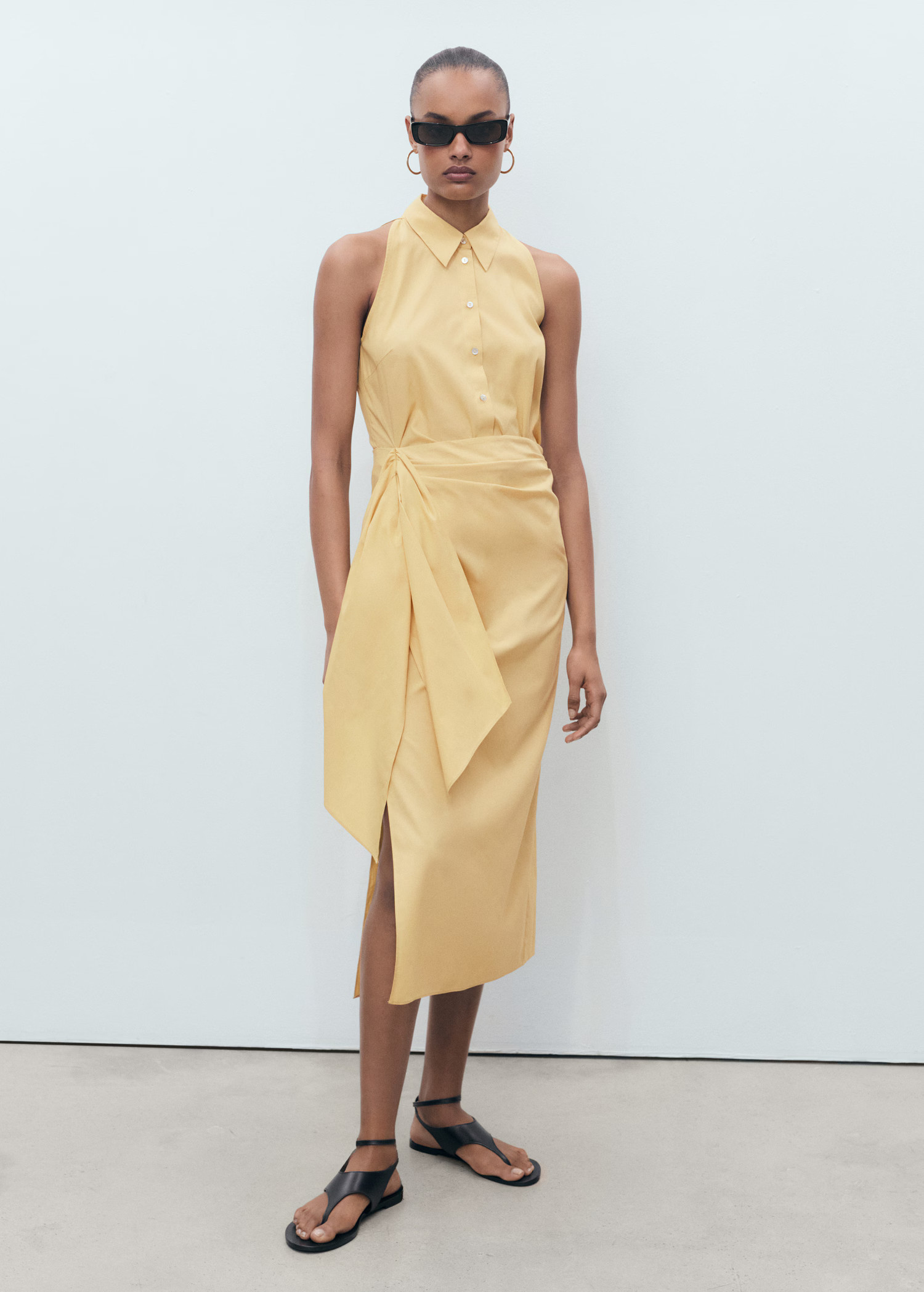 Knotted shirt dress - Women | MANGO United Kingdom | MANGO (UK)