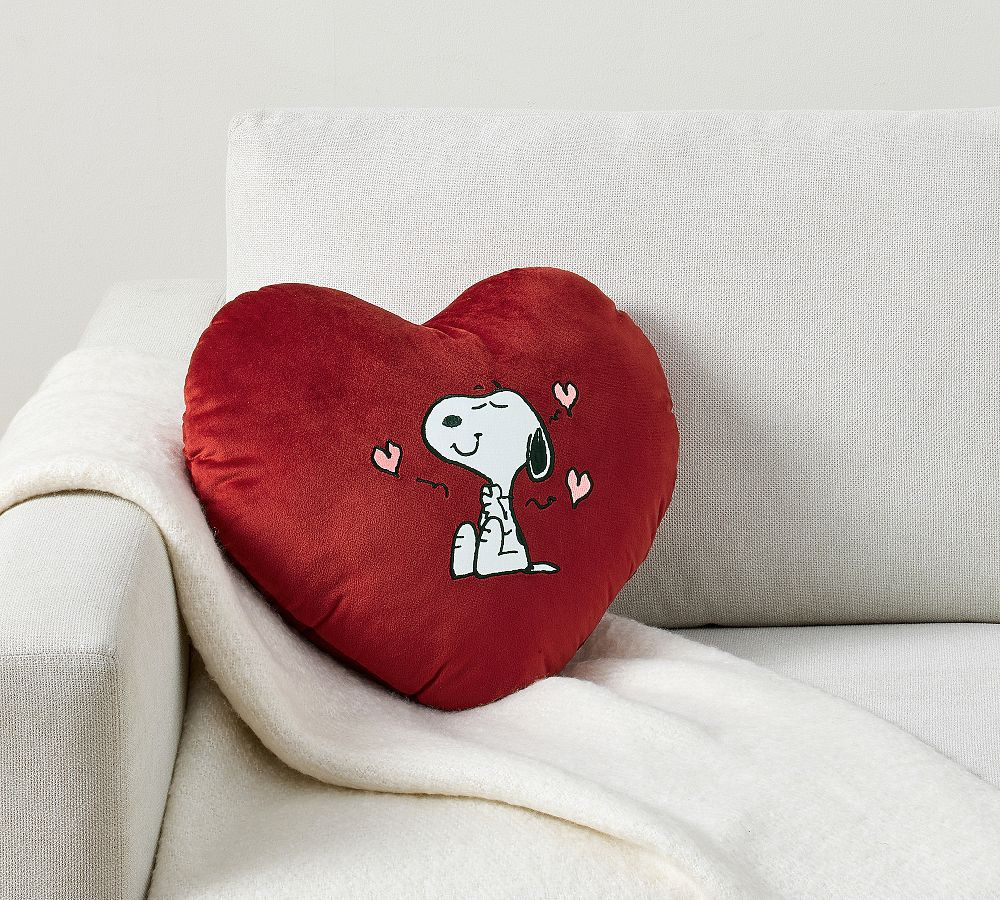 Peanuts Snoopy™ Heart Velvet Shaped Pillow | Pottery Barn (US)