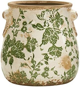 Nearly Natural 6.5in Ceramic Decorative Vase, Tuscan Style Green Floral Scroll Design For Indoor ... | Amazon (US)