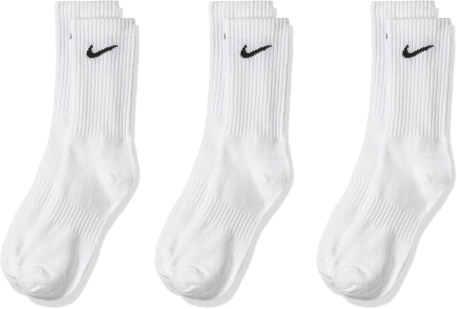 Nike Unisex Everyday Lightweight Crew Training Socks (3 Pair) (White/Black, M) | Amazon (CA)