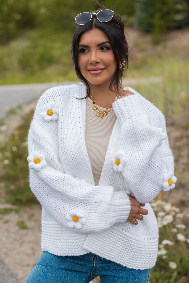 The Way I Feel Ivory Floral Applique Cardigan SALE | Pink Lily