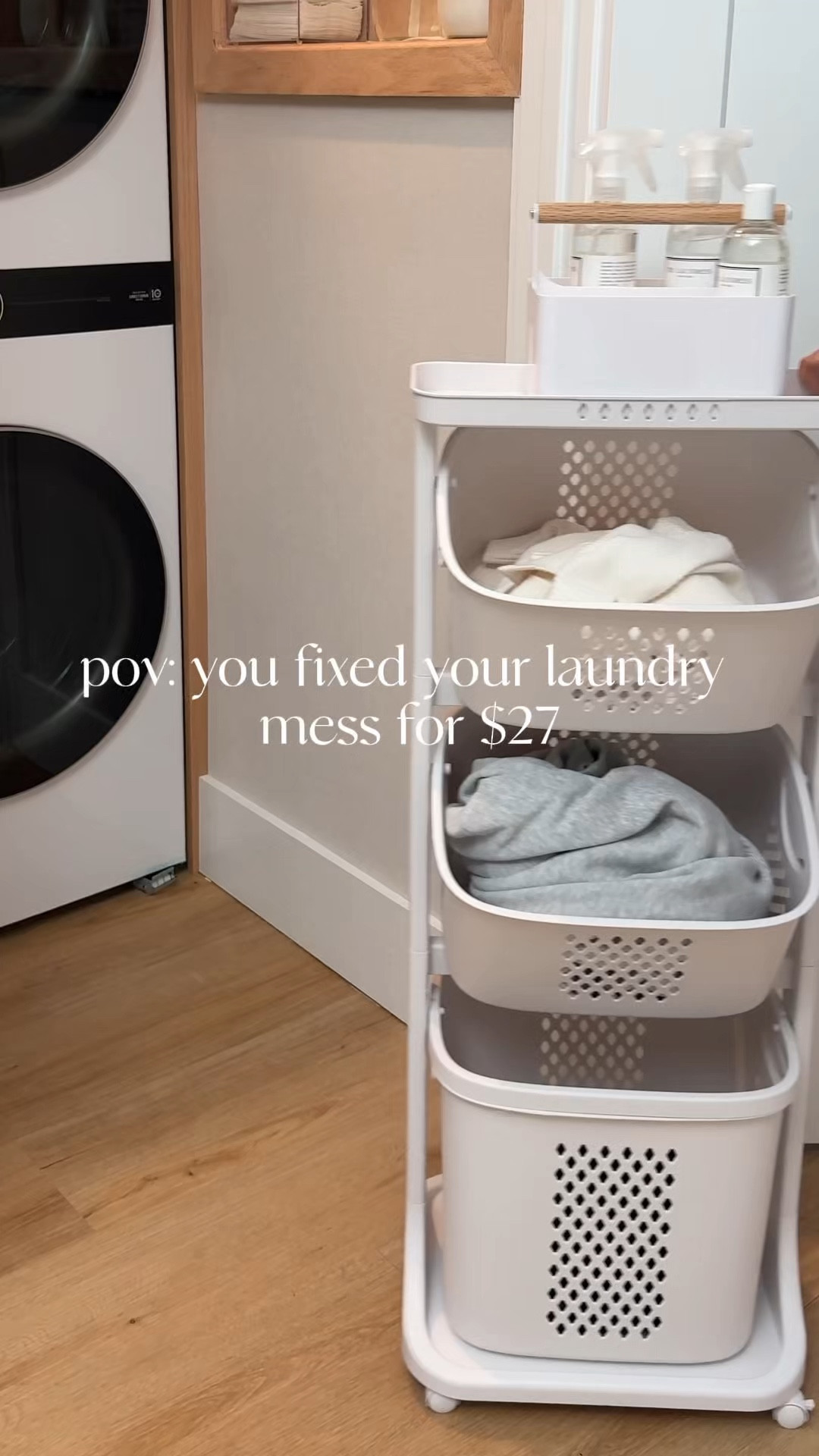 Fixed my laundry chaos for $27! comment CLEAN and I’ll send you the details. 

This hamper is one of those finds you didn’t know you needed… until you have it. separate lights, darks, and towels without piles everywhere + it rolls right into your laundry room 🙌 small space friendly, super aesthetic, and makes your life 10x easier.

#amazonfinds #homehacks #organizationideas #laundryroom #amazonmusthaves

