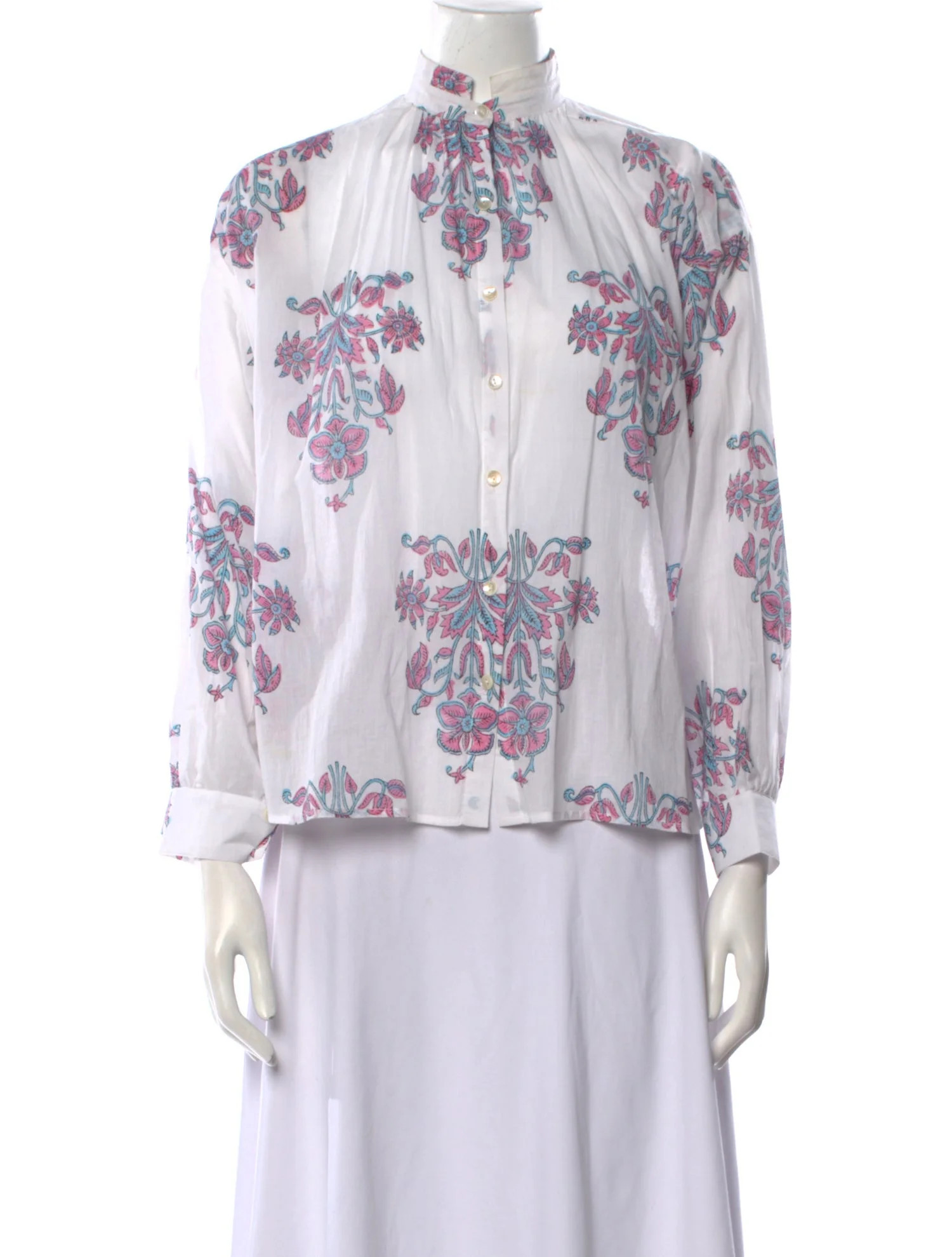 Floral Print Mock Neck Blouse | The RealReal