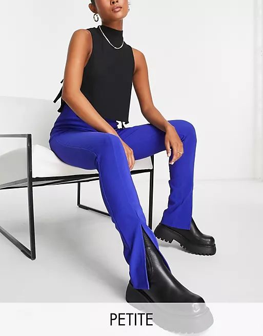 Vero Moda Petite high waisted split front leggings in bright purple | ASOS (Global)