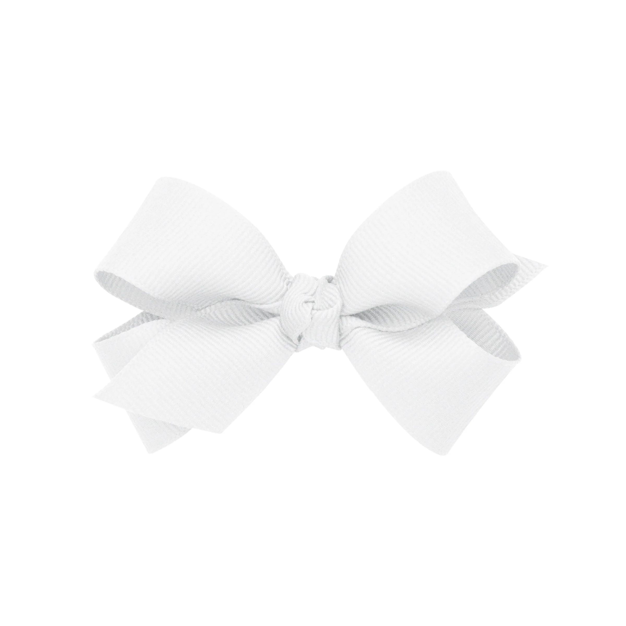 Wee Ones Mini Grosgrain Hair Bow with Center Knot - White | JoJo Mommy