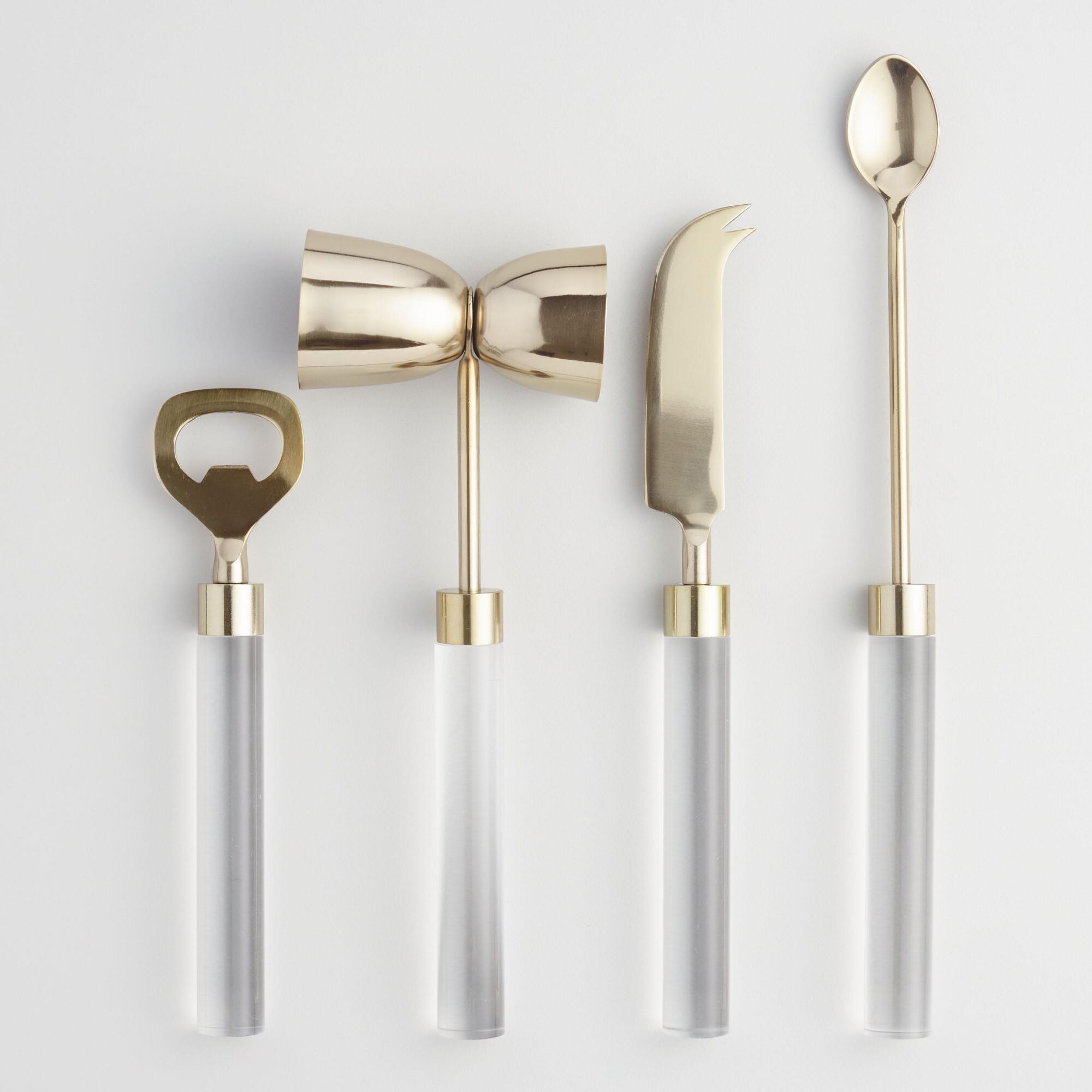 Gold and Acrylic Bar Tools Set of 4 by World Market | World Market