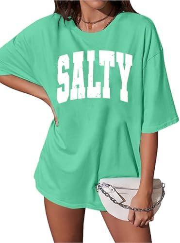 Salty Beach Oversized Graphic Tees: Womens Summer Beach Tshirts Hawaii Shirt Casual Short Sleeve ... | Amazon (US)