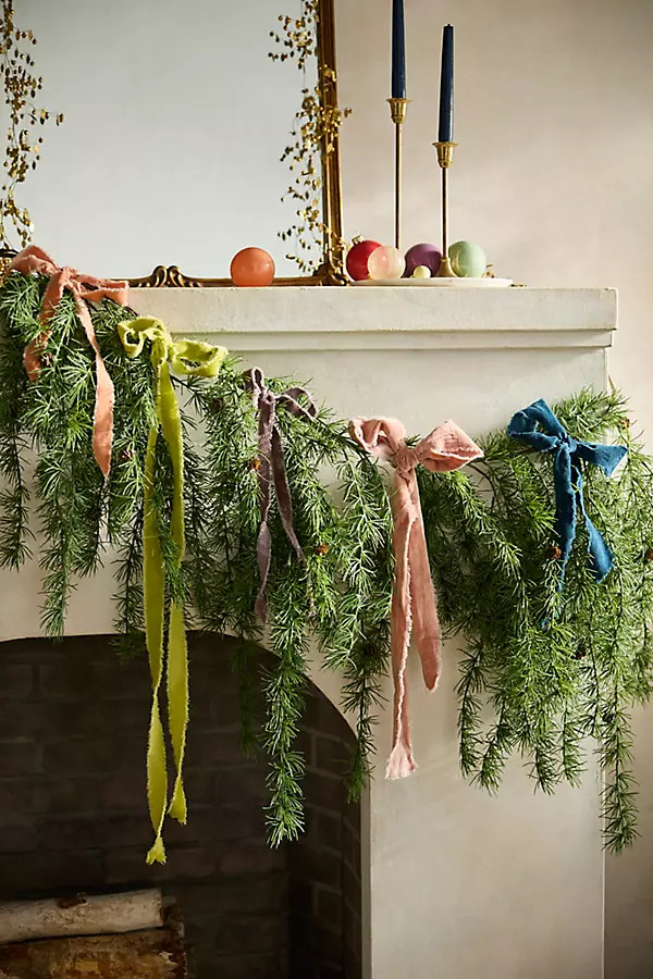 Faux Cascading Larch Garland, 6' in Green at Terrain | Terrain