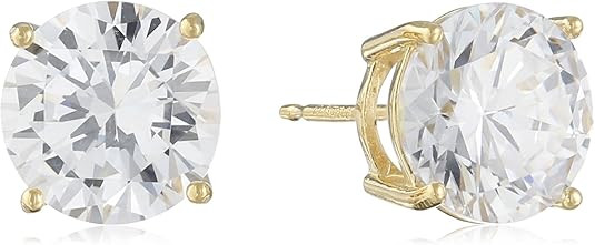 Amazon Essentials Plated Sterling Silver Cubic Zirconia Stud Earrings (Round & Princess) | Amazon (US)