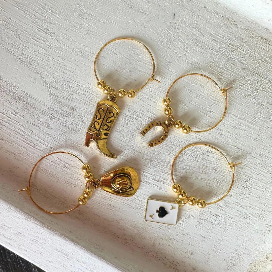 Customizable Western Wine Glass Charms: Cowboy Boot, Hat, Horseshoe - Set of 4 - Etsy | Etsy (Global)