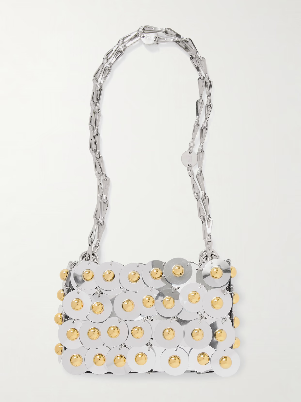 RABANNE - Sparkle Nano Studded Pailette-embellished Twill Shoulder Bag - Silver | NET-A-PORTER (US)